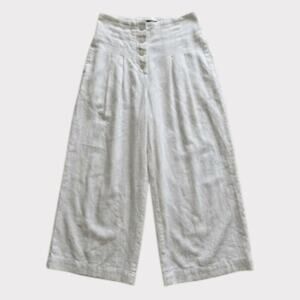 Moon River Medium White Viscose Polyester Blend and Lined Wide Leg Palazzo Pants